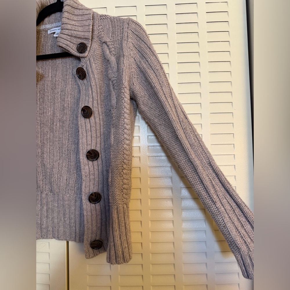 Banana Republic Petite S Lambswool Cashmere Blend Cable Knit Cardigan Sweater - Picture 6 of 7